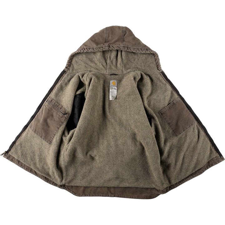 Carhartt Sierra Jacket, padded duck canvas full-zip hoodie, men's size XXL equivalent. cotton Khaki type Vintage Second Hand