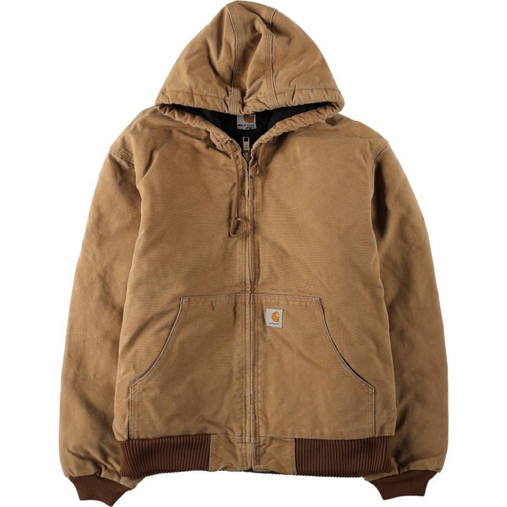 Carhartt Active Jacket, Padded Duck Full-Zip Hoodie, Made in USA, Men's Size L cotton Khaki type Vintage Second Hand
