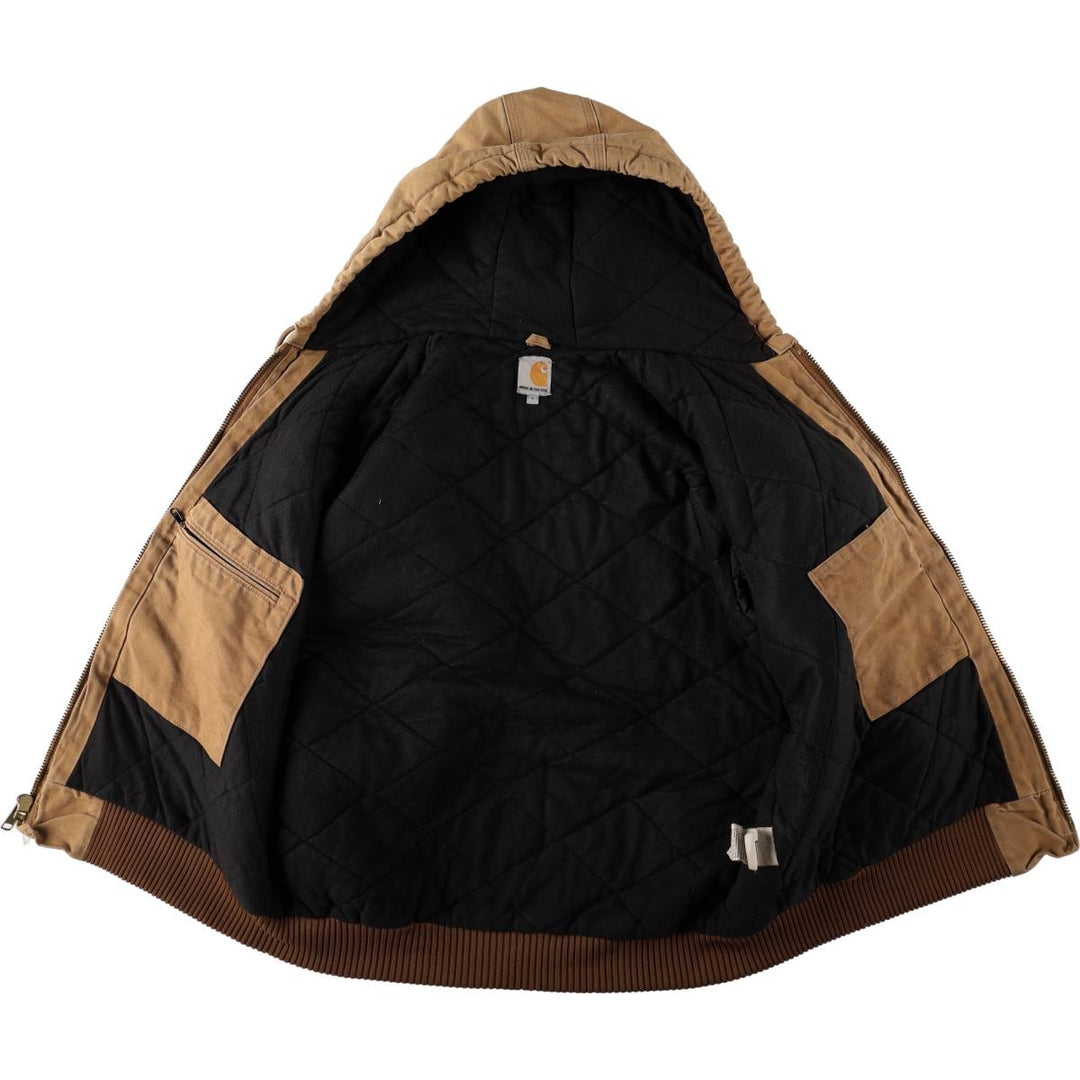 Carhartt Active Jacket, Padded Duck Full-Zip Hoodie, Made in USA, Men's Size L cotton Khaki type Vintage Second Hand