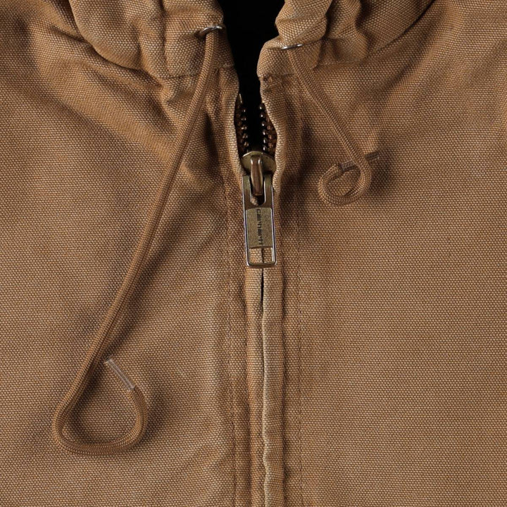 Carhartt Active Jacket, Padded Duck Full-Zip Hoodie, Made in USA, Men's Size L cotton Khaki type Vintage Second Hand