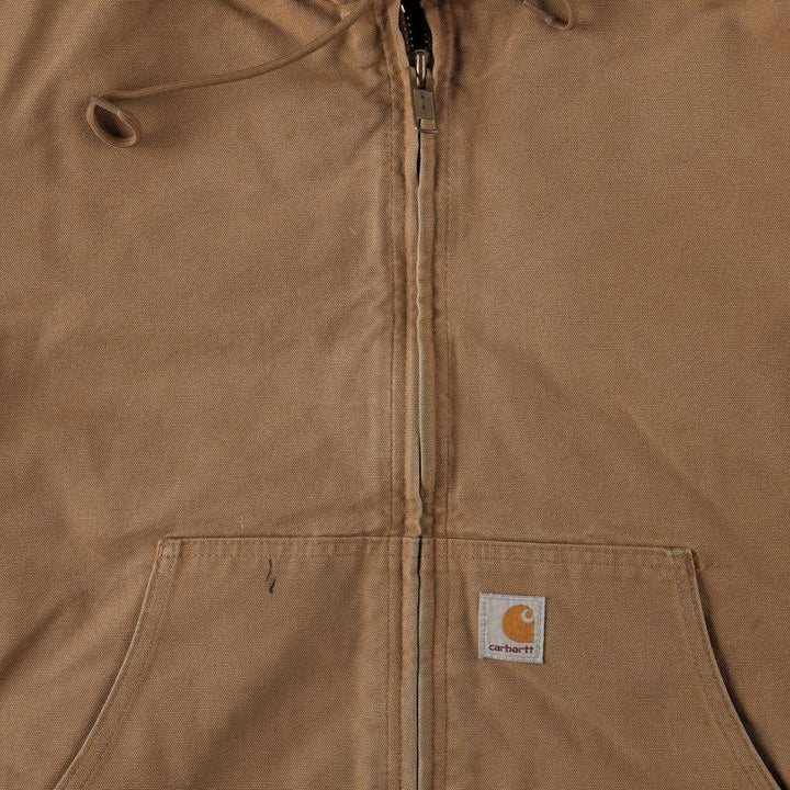Carhartt Active Jacket, Padded Duck Full-Zip Hoodie, Made in USA, Men's Size L cotton Khaki type Vintage Second Hand