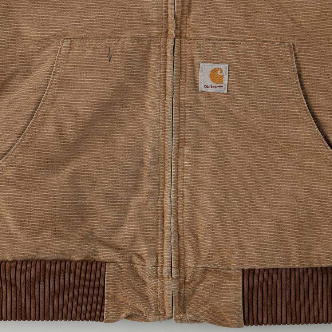 Carhartt Active Jacket, Padded Duck Full-Zip Hoodie, Made in USA, Men's Size L cotton Khaki type Vintage Second Hand