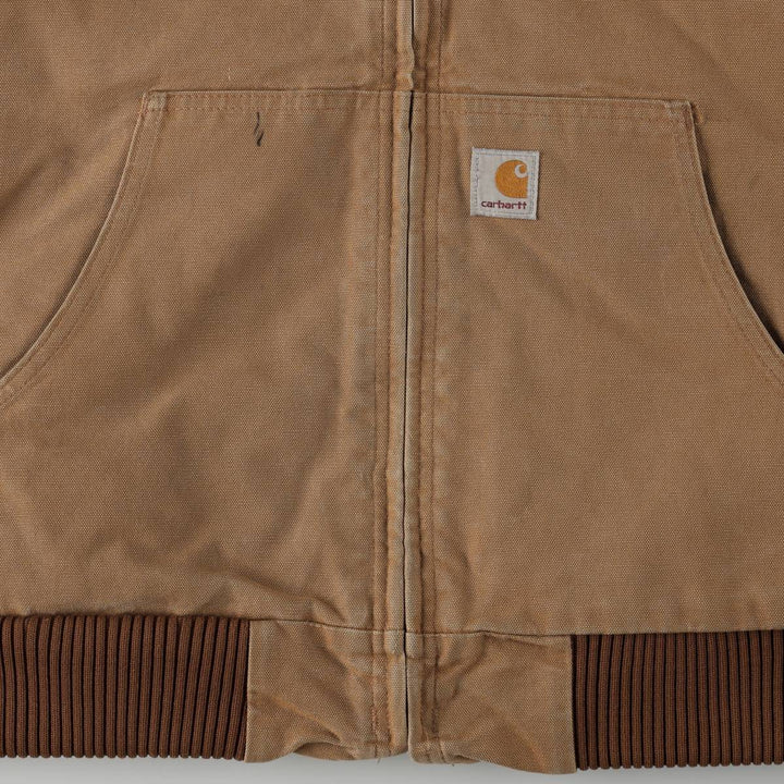 Carhartt Active Jacket, Padded Duck Full-Zip Hoodie, Made in USA, Men's Size L cotton Khaki type Vintage Second Hand