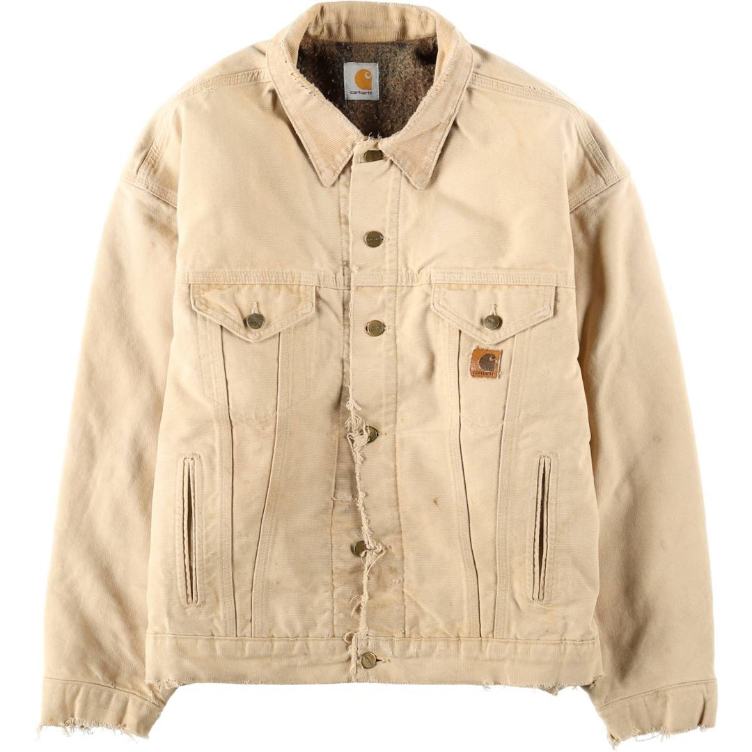 Carhartt Trucker Jacket, Padded, Duck Work Jacket, Men's Size L (approx.) unclear Beige type Vintage Second Hand