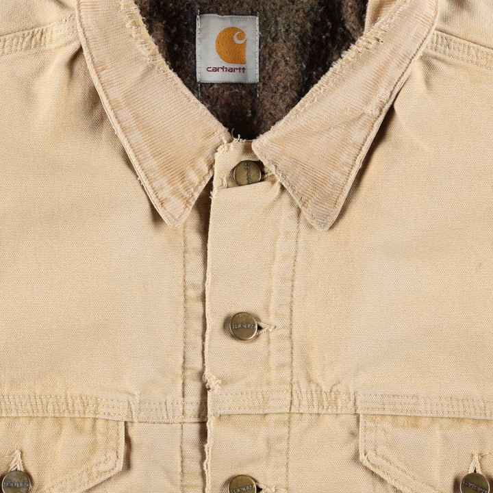 Carhartt Trucker Jacket, Padded, Duck Work Jacket, Men's Size L (approx.) unclear Beige type Vintage Second Hand