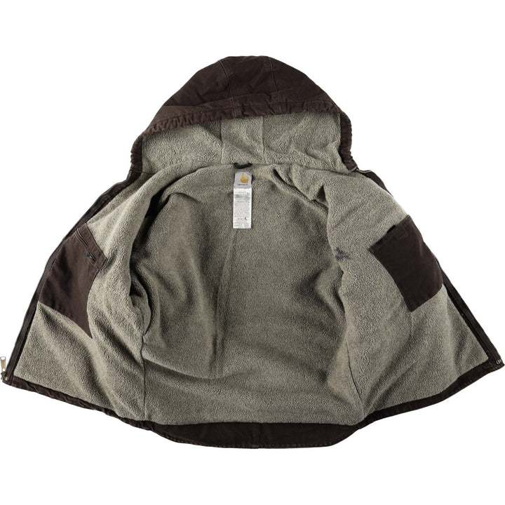 Carhartt Sierra Jacket Duck Full Zip Hoodie Men's L size cotton brown type Vintage Second Hand