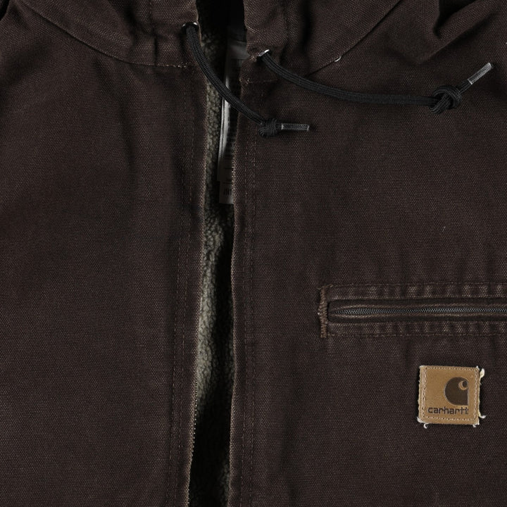 Carhartt Sierra Jacket Duck Full Zip Hoodie Men's L size cotton brown type Vintage Second Hand