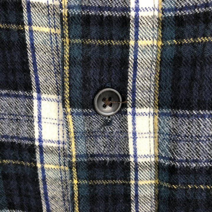 LLBean Traditional Fit Long-Sleeve Button-Down Flannel Shirt, Men's Size L (approx.) cotton navy blue type Vintage Second Hand