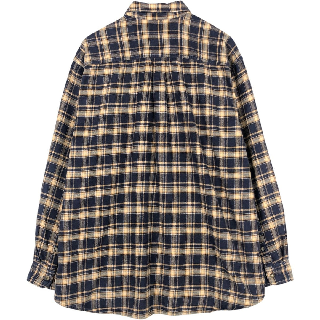 Carhartt Long-Sleeve Button-Down Flannel Check Shirt, Men's Size XL (approx.) cotton navy blue type Vintage Second Hand