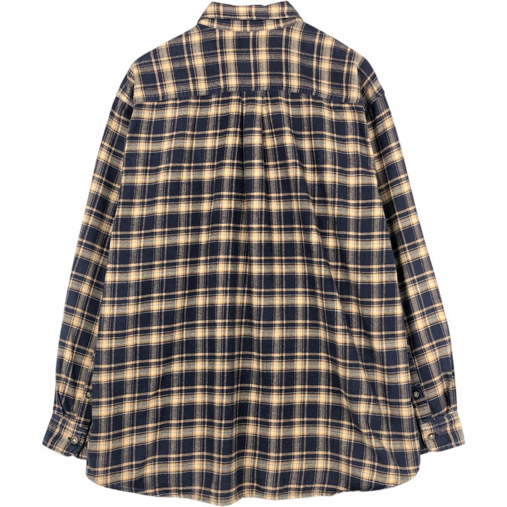 Carhartt Long-Sleeve Button-Down Flannel Check Shirt, Men's Size XL (approx.) cotton navy blue type Vintage Second Hand