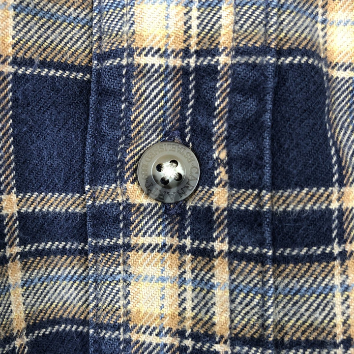 Carhartt Long-Sleeve Button-Down Flannel Check Shirt, Men's Size XL (approx.) cotton navy blue type Vintage Second Hand