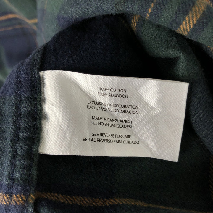 Eddie Bauer Light Flannel Check Shirt, Men's Size XL cotton green type Vintage Second Hand