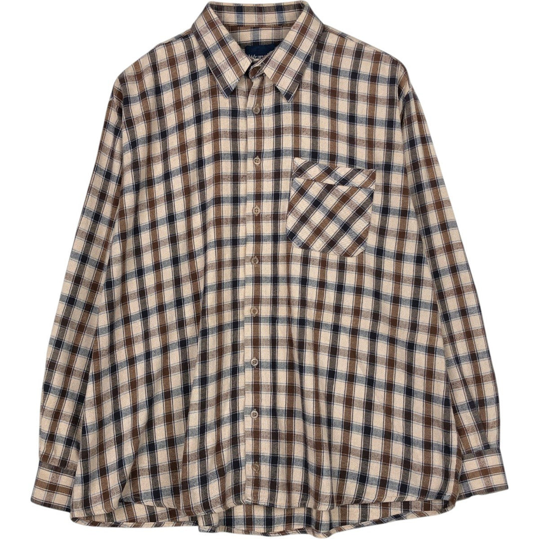 Wrangler Long-Sleeve Light Flannel Check Shirt, Men's Size XL (approx.) unclear Beige type Vintage Second Hand