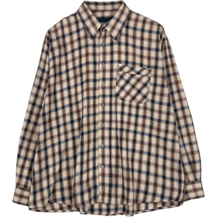 Wrangler Long-Sleeve Light Flannel Check Shirt, Men's Size XL (approx.) unclear Beige type Vintage Second Hand