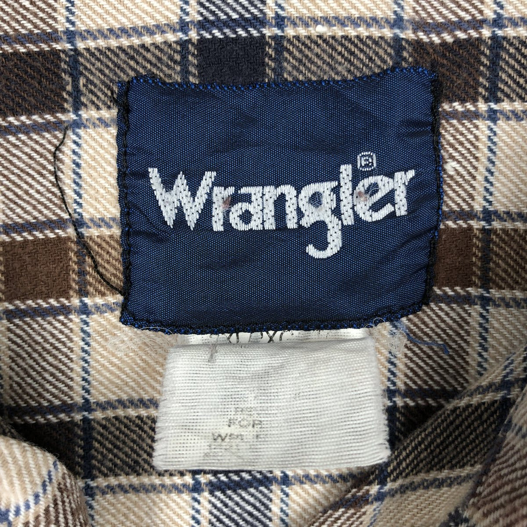 Wrangler Long-Sleeve Light Flannel Check Shirt, Men's Size XL (approx.) unclear Beige type Vintage Second Hand