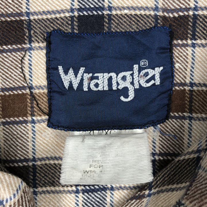 Wrangler Long-Sleeve Light Flannel Check Shirt, Men's Size XL (approx.) unclear Beige type Vintage Second Hand