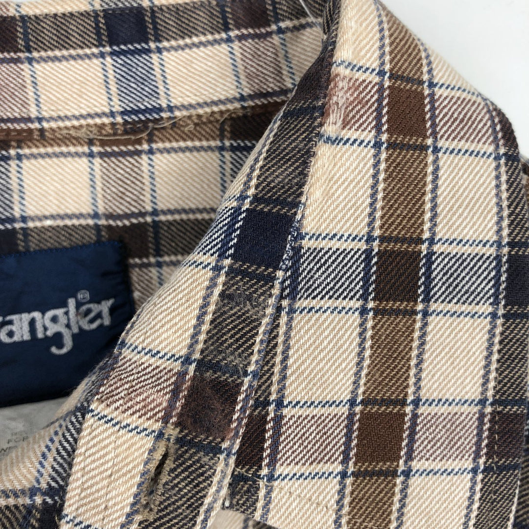 Wrangler Long-Sleeve Light Flannel Check Shirt, Men's Size XL (approx.) unclear Beige type Vintage Second Hand