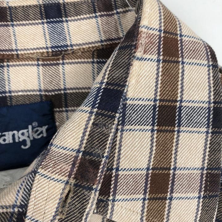 Wrangler Long-Sleeve Light Flannel Check Shirt, Men's Size XL (approx.) unclear Beige type Vintage Second Hand