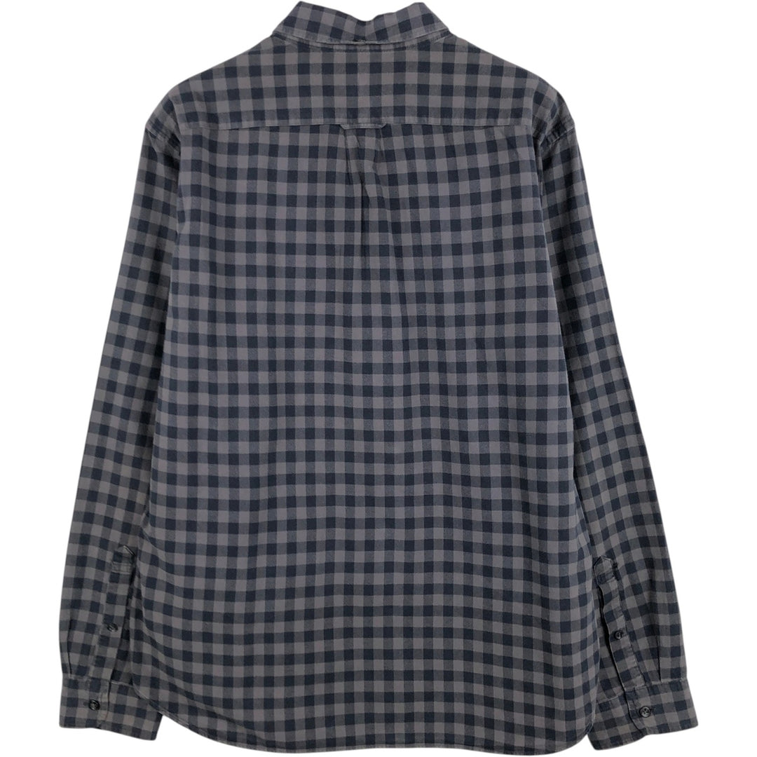 J.Crew Gingham Check Long-Sleeve Button-Down Light Flannel Shirt, Men's Size XL (approx.) cotton black type Vintage Second Hand