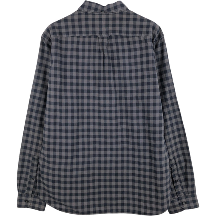 J.Crew Gingham Check Long-Sleeve Button-Down Light Flannel Shirt, Men's Size XL (approx.) cotton black type Vintage Second Hand