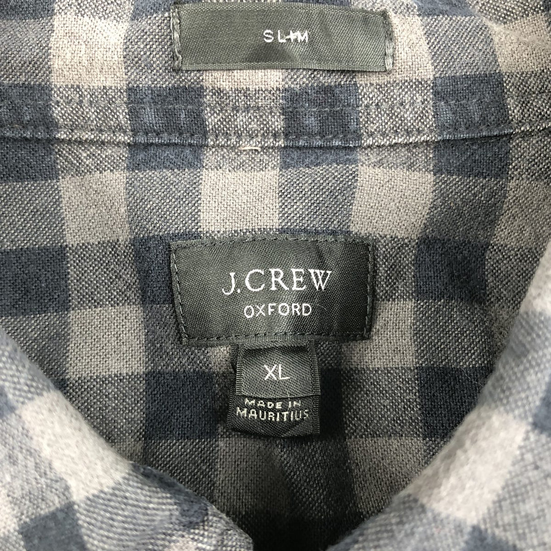 J.Crew Gingham Check Long-Sleeve Button-Down Light Flannel Shirt, Men's Size XL (approx.) cotton black type Vintage Second Hand