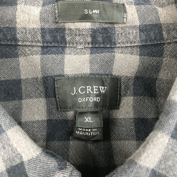 J.Crew Gingham Check Long-Sleeve Button-Down Light Flannel Shirt, Men's Size XL (approx.) cotton black type Vintage Second Hand