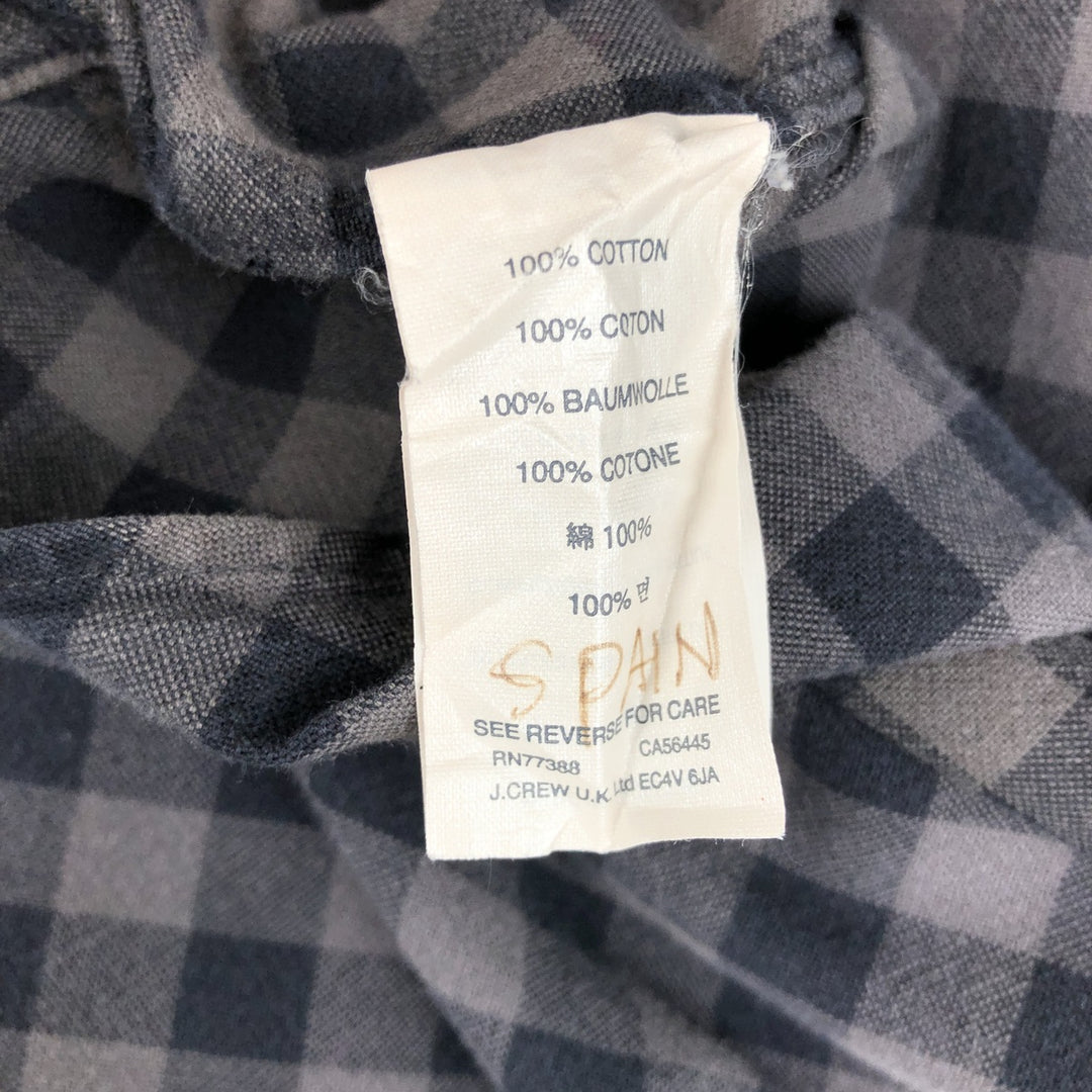 J.Crew Gingham Check Long-Sleeve Button-Down Light Flannel Shirt, Men's Size XL (approx.) cotton black type Vintage Second Hand