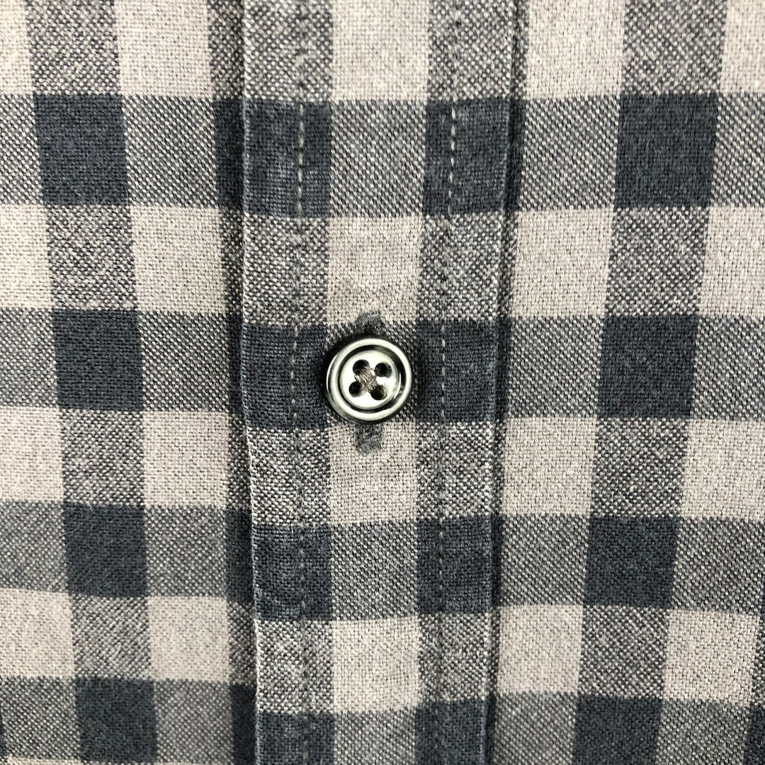 J.Crew Gingham Check Long-Sleeve Button-Down Light Flannel Shirt, Men's Size XL (approx.) cotton black type Vintage Second Hand