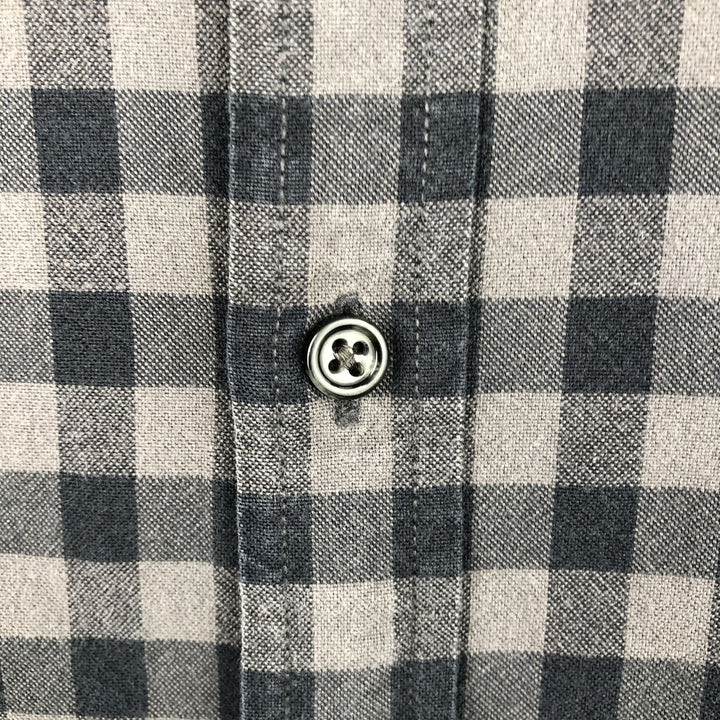 J.Crew Gingham Check Long-Sleeve Button-Down Light Flannel Shirt, Men's Size XL (approx.) cotton black type Vintage Second Hand
