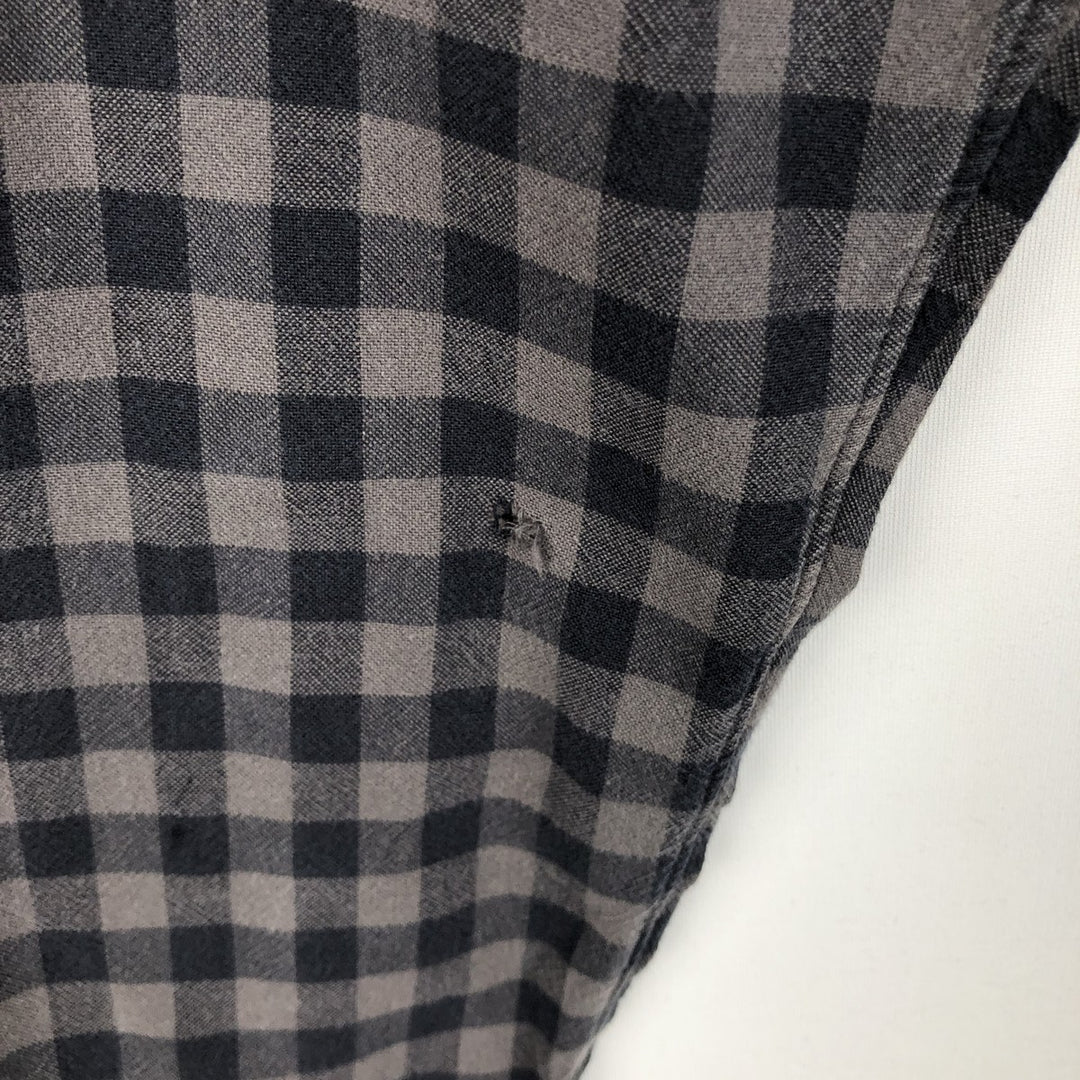 J.Crew Gingham Check Long-Sleeve Button-Down Light Flannel Shirt, Men's Size XL (approx.) cotton black type Vintage Second Hand