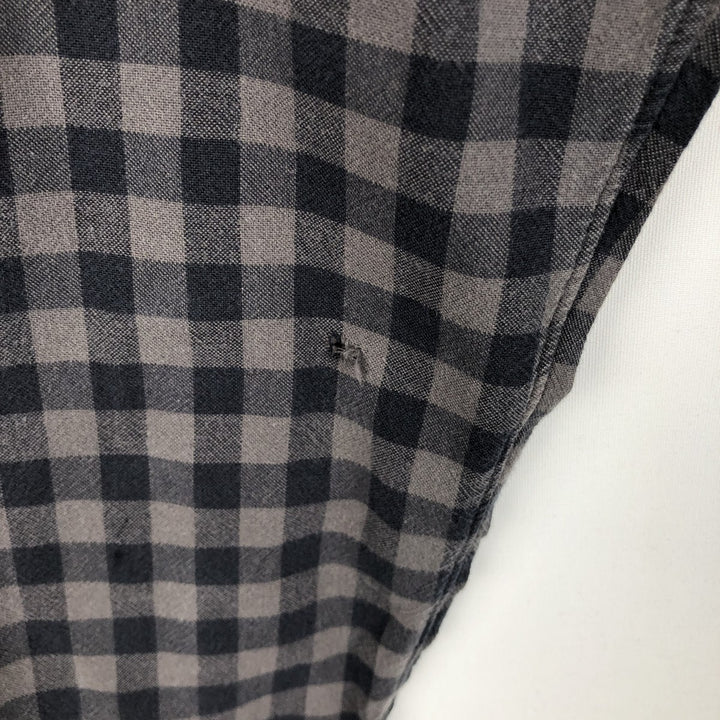 J.Crew Gingham Check Long-Sleeve Button-Down Light Flannel Shirt, Men's Size XL (approx.) cotton black type Vintage Second Hand