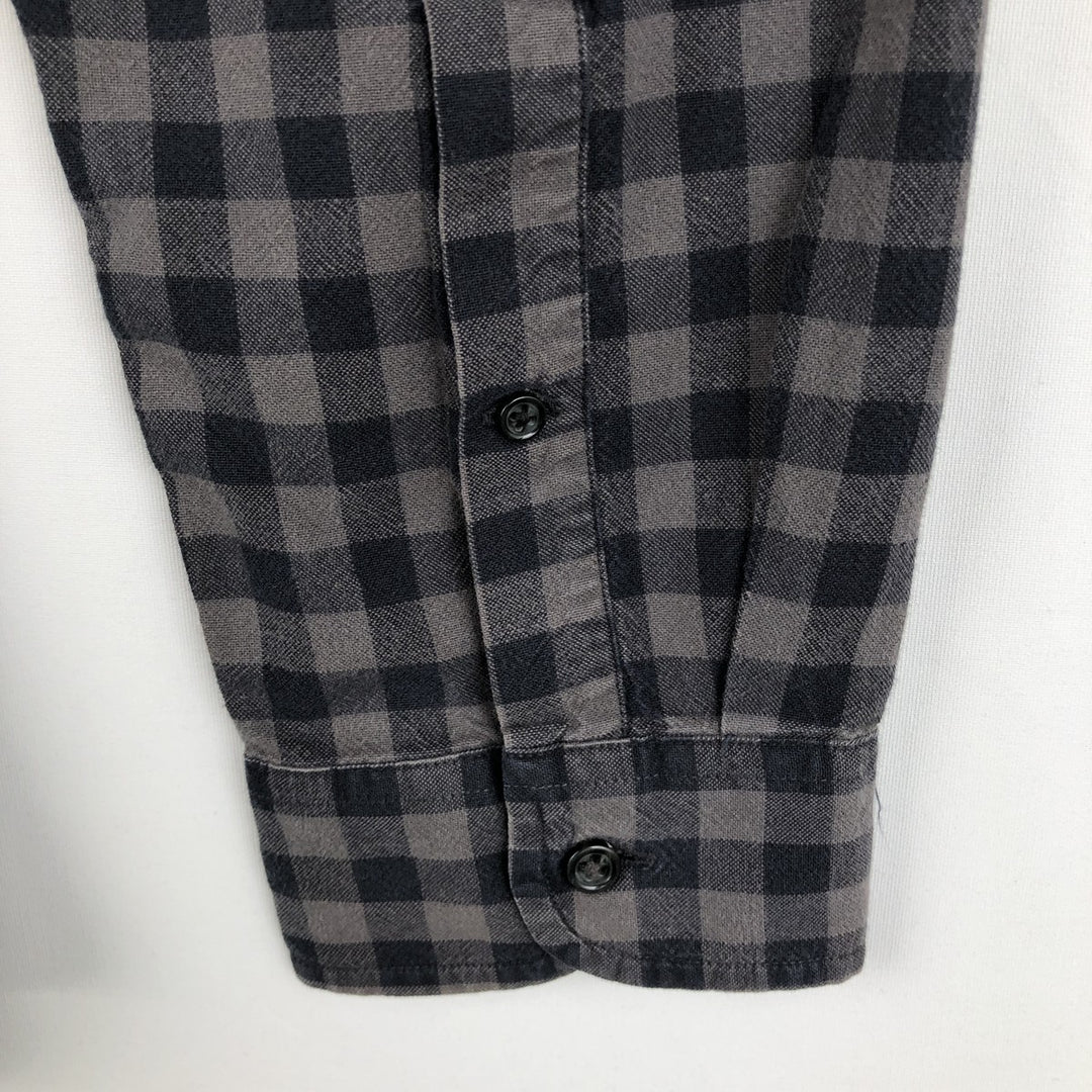 J.Crew Gingham Check Long-Sleeve Button-Down Light Flannel Shirt, Men's Size XL (approx.) cotton black type Vintage Second Hand