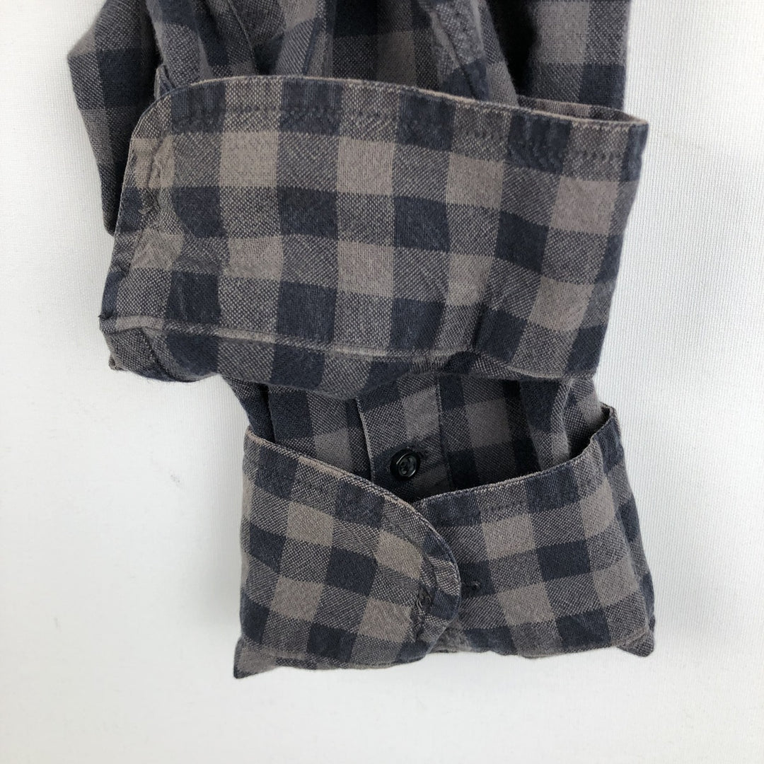 J.Crew Gingham Check Long-Sleeve Button-Down Light Flannel Shirt, Men's Size XL (approx.) cotton black type Vintage Second Hand