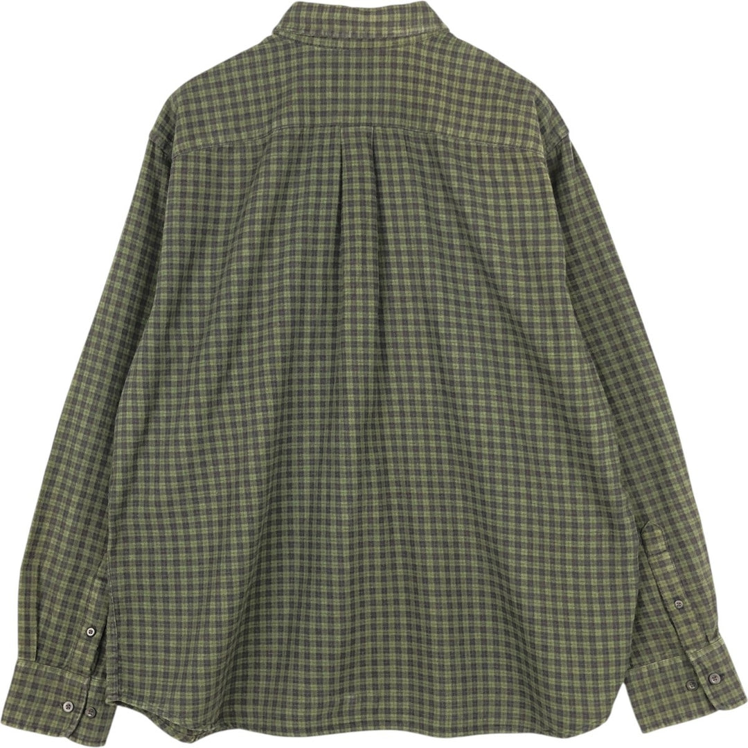 Eddie Bauer Relaxed Fit Long-Sleeve Button-Down Flannel Shirt, Men's Size XL (approx.) cotton green type Vintage Second Hand