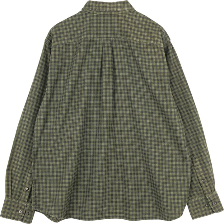 Eddie Bauer Relaxed Fit Long-Sleeve Button-Down Flannel Shirt, Men's Size XL (approx.) cotton green type Vintage Second Hand
