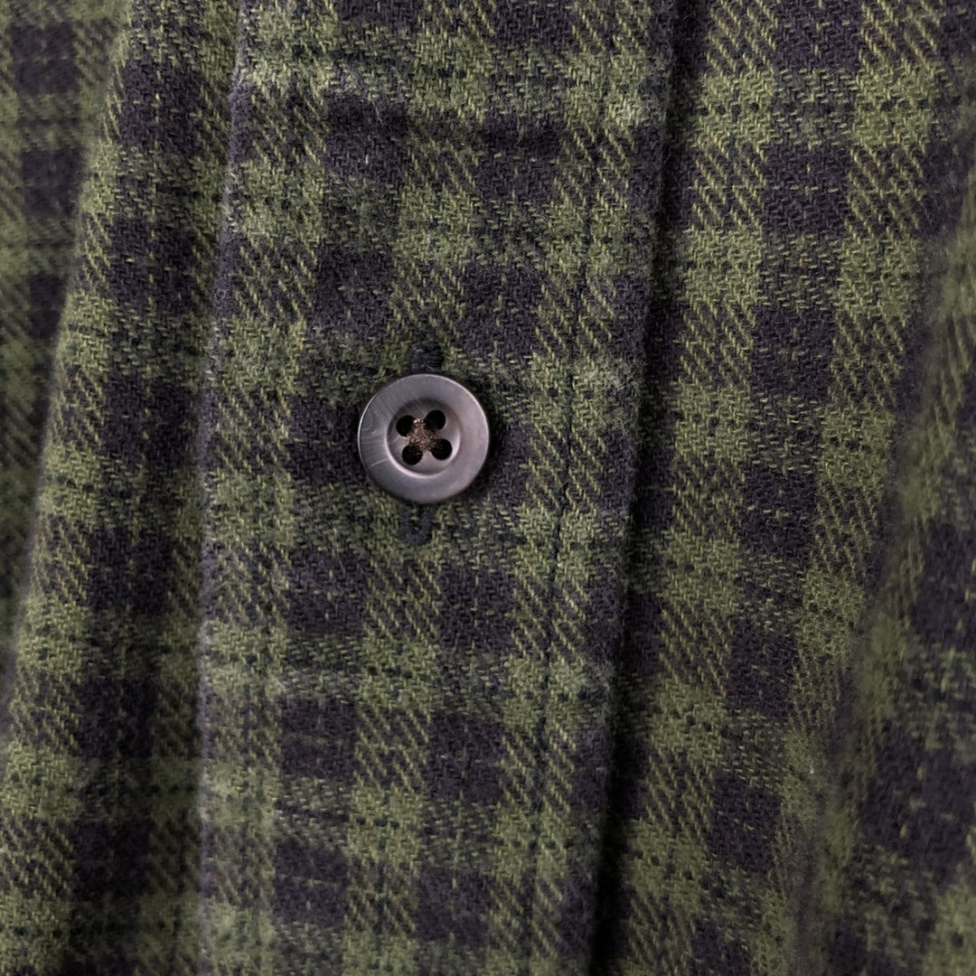 Eddie Bauer Relaxed Fit Long-Sleeve Button-Down Flannel Shirt, Men's Size XL (approx.) cotton green type Vintage Second Hand