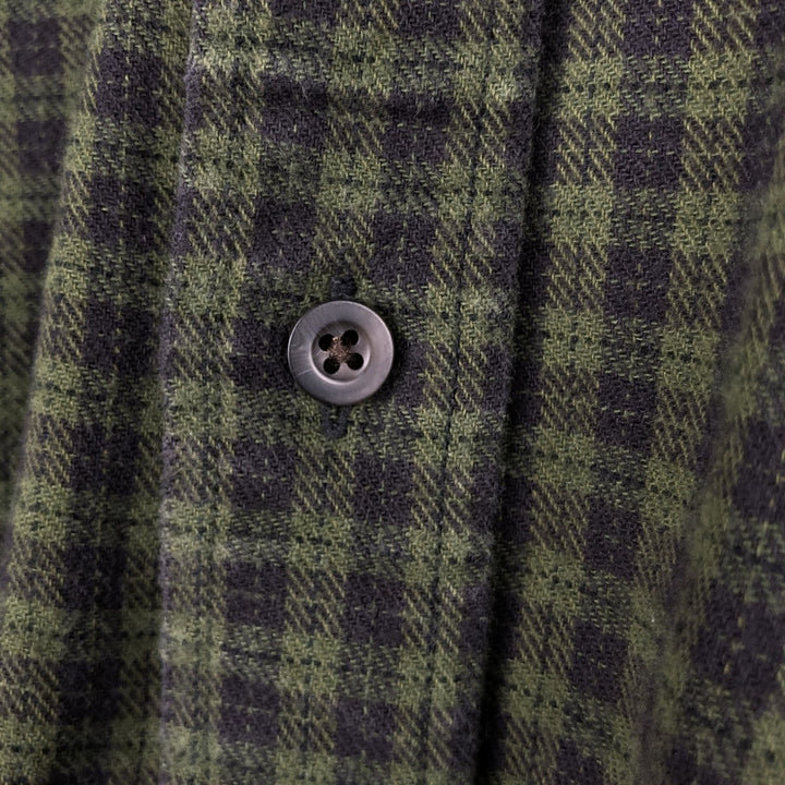 Eddie Bauer Relaxed Fit Long-Sleeve Button-Down Flannel Shirt, Men's Size XL (approx.) cotton green type Vintage Second Hand