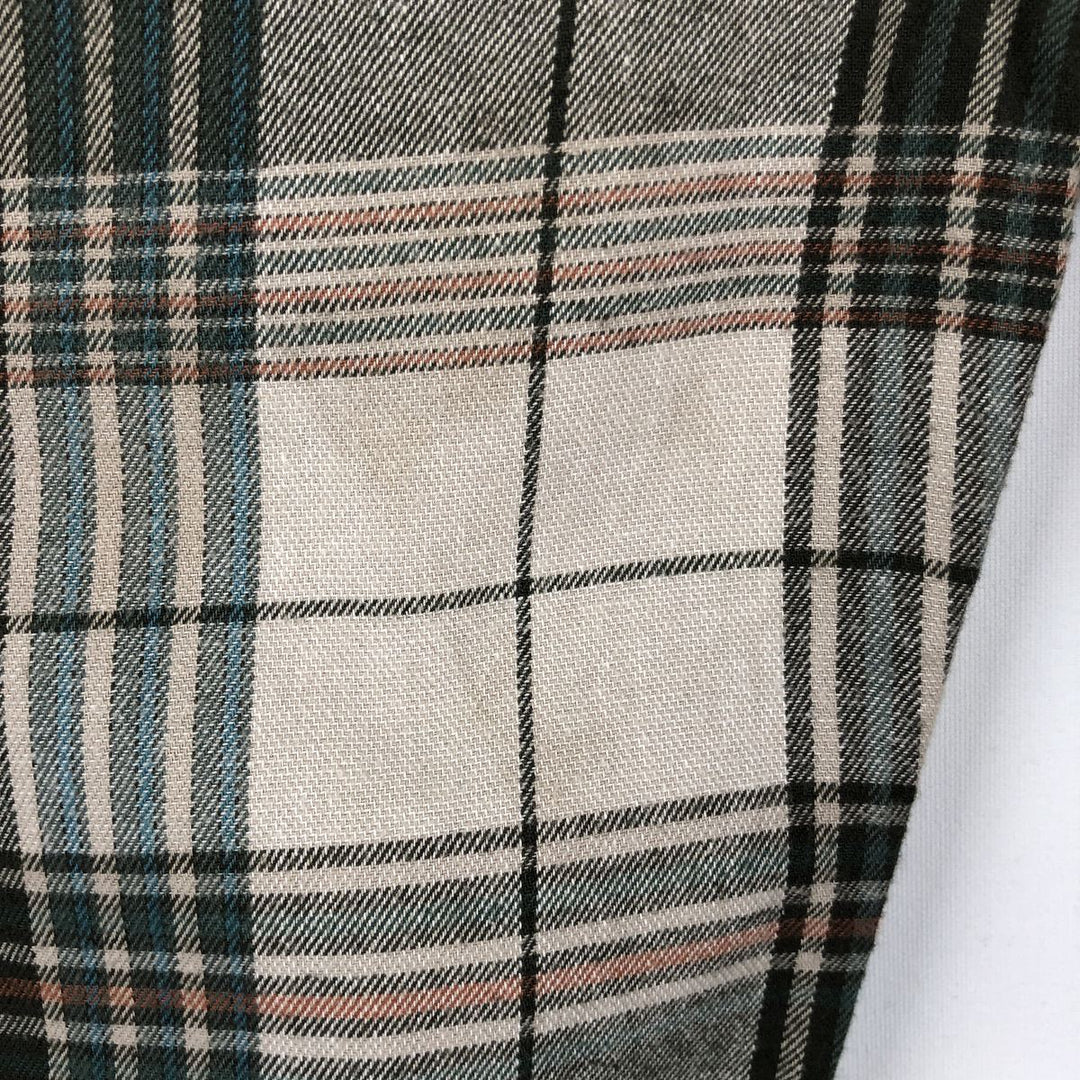 Eddie Bauer Classic Fit Long Sleeve Button-Down Light Flannel Check Shirt, Men's Size XL cotton pale white type Vintage Second Hand