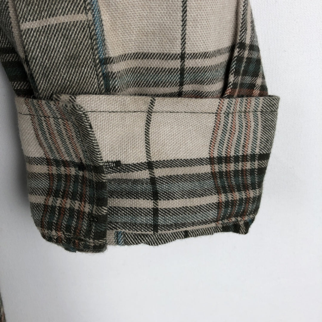 Eddie Bauer Classic Fit Long Sleeve Button-Down Light Flannel Check Shirt, Men's Size XL cotton pale white type Vintage Second Hand