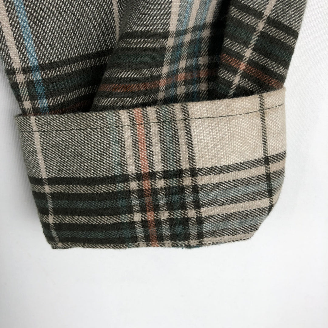 Eddie Bauer Classic Fit Long Sleeve Button-Down Light Flannel Check Shirt, Men's Size XL cotton pale white type Vintage Second Hand