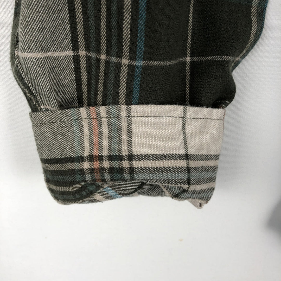 Eddie Bauer Classic Fit Long Sleeve Button-Down Light Flannel Check Shirt, Men's Size XL cotton pale white type Vintage Second Hand