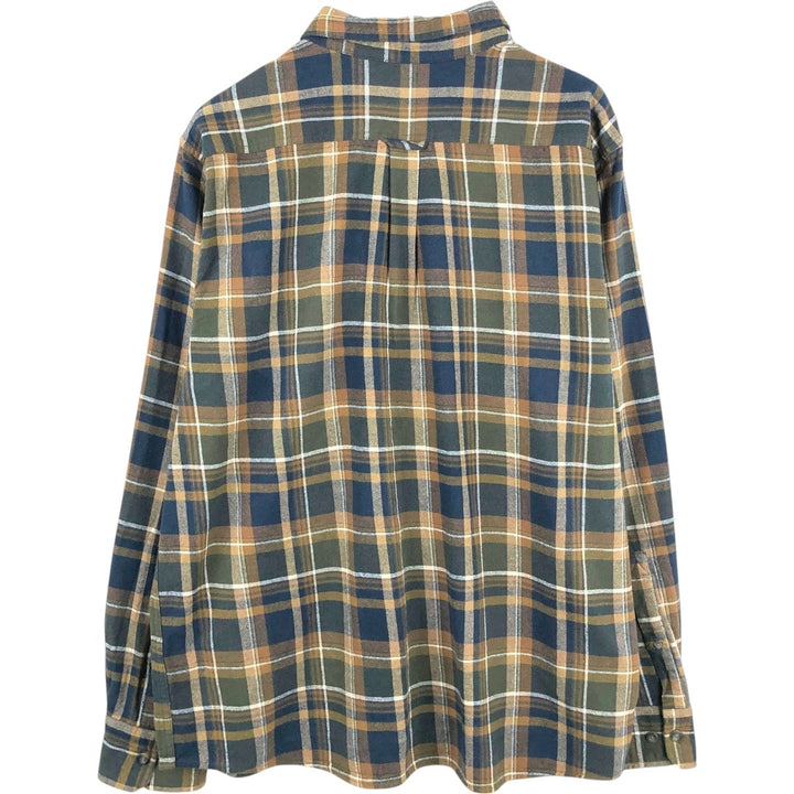 Eddie Bauer Long-Sleeve Light Flannel Check Shirt, Wide Collar, Men's Size XL (approx.) cotton brown type Vintage Second Hand