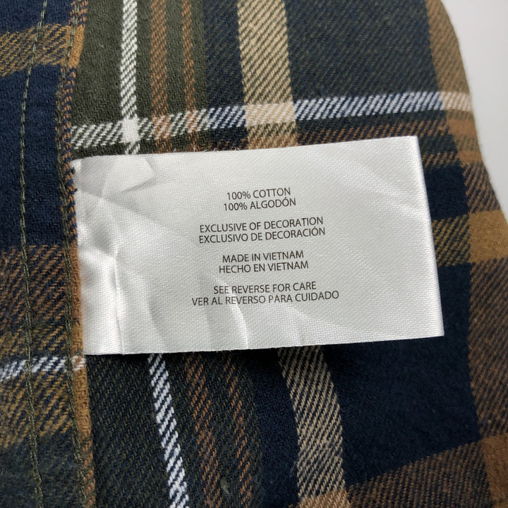 Eddie Bauer Long-Sleeve Light Flannel Check Shirt, Wide Collar, Men's Size XL (approx.) cotton brown type Vintage Second Hand