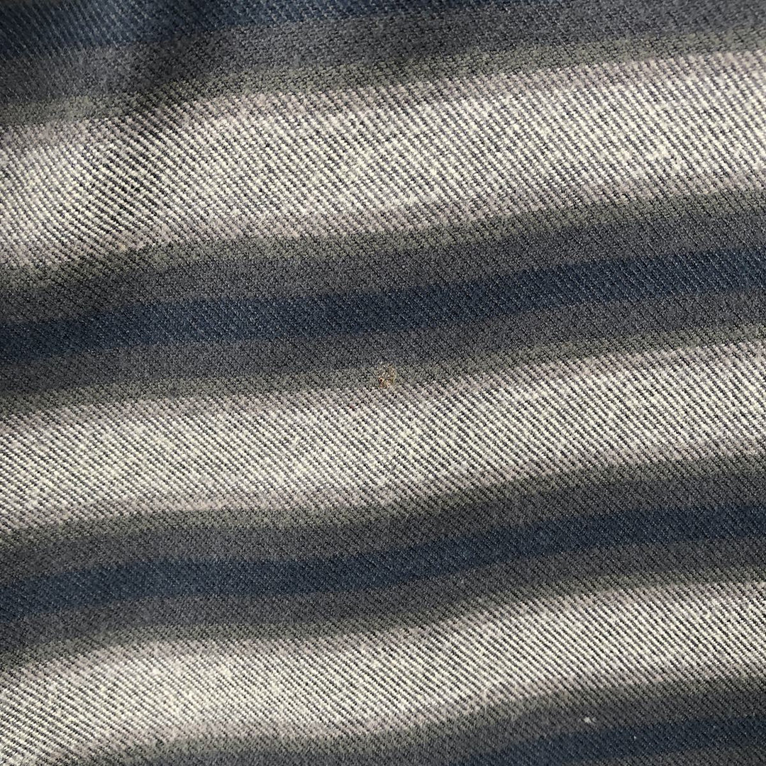 Eddie Bauer Relaxed Fit Striped Pattern Long-Sleeve Flannel Shirt, Men's Size L (approx.) cotton navy blue type Vintage Second Hand