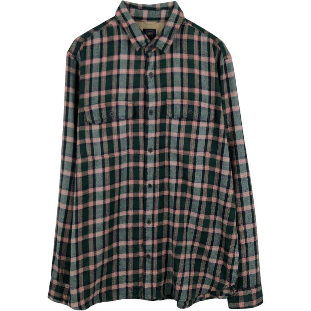 GAP + PENDLETON Long-Sleeve Flannel Check Shirt, Men's Size XL cotton green type Vintage Second Hand
