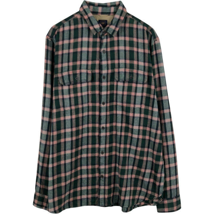 GAP + PENDLETON Long-Sleeve Flannel Check Shirt, Men's Size XL cotton green type Vintage Second Hand