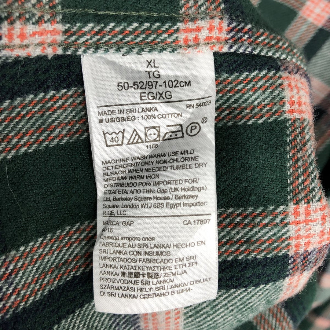 GAP + PENDLETON Long-Sleeve Flannel Check Shirt, Men's Size XL cotton green type Vintage Second Hand
