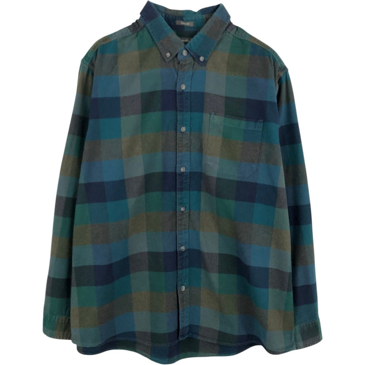 Eddie Bauer CLASSIC FIT Long-Sleeve Button-Down Flannel Shirt, Men's Size XL (approx.) cotton multicolor Vintage Second Hand
