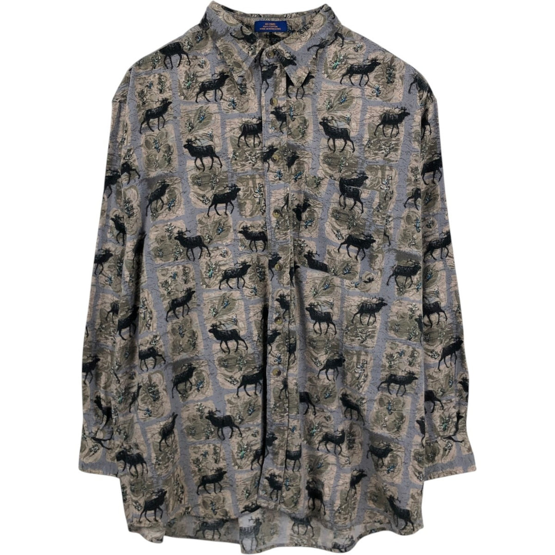 Pendleton long-sleeved flannel shirt with moose pattern, men's size XL. cotton gray type Vintage Second Hand