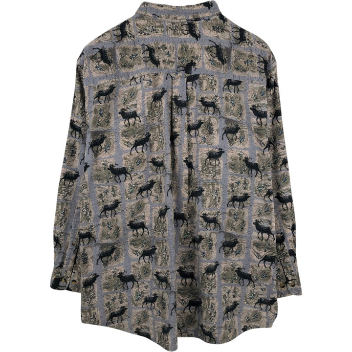 Pendleton long-sleeved flannel shirt with moose pattern, men's size XL. cotton gray type Vintage Second Hand
